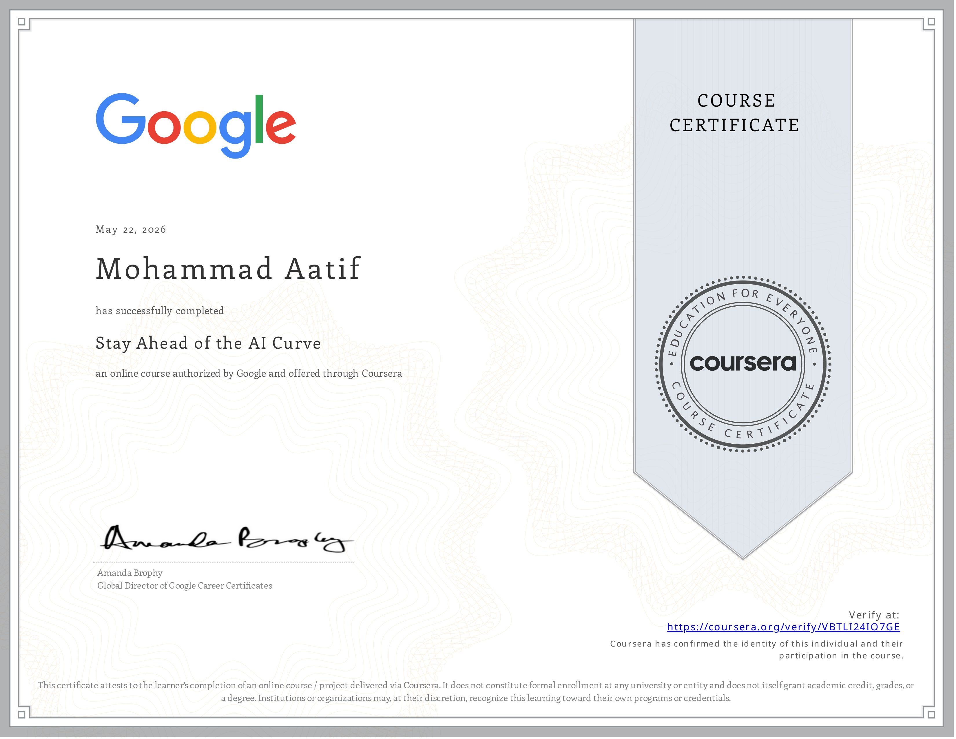 Stay Ahead of the AI Curve – Google x Coursera